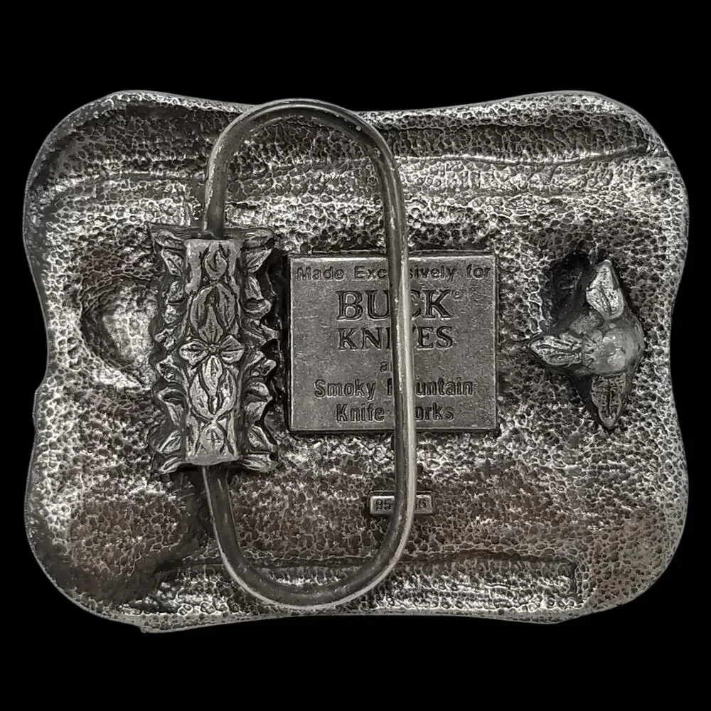 Buck Four Generations Knife Makers Silver Tone Pewter‎ Vintage Belt Buckle